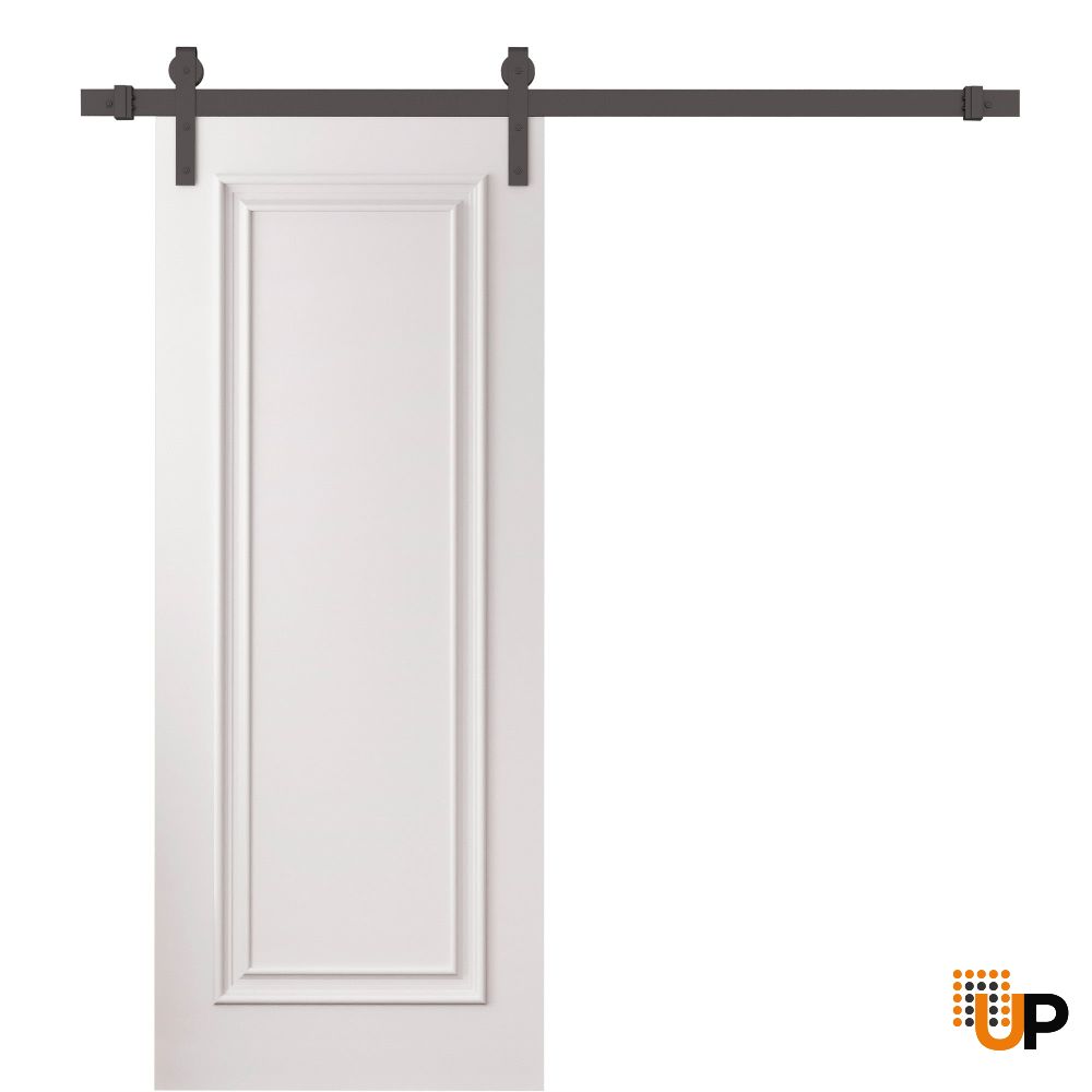 Barn Door 18 x 80 inches | ROYAL 9811 White Enamel | 6.6FT Rail Track Heavy Hardware Set | Solid Panel Interior Doors photo#1