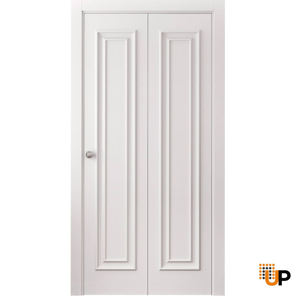 Sliding Closet Bi-fold Doors 36 x 80 inches | ROYAL 9811 White Enamel | Sturdy Tracks Moldings Trims Hardware Set | Wood Solid Bedroom Wardrobe Doors photo#1