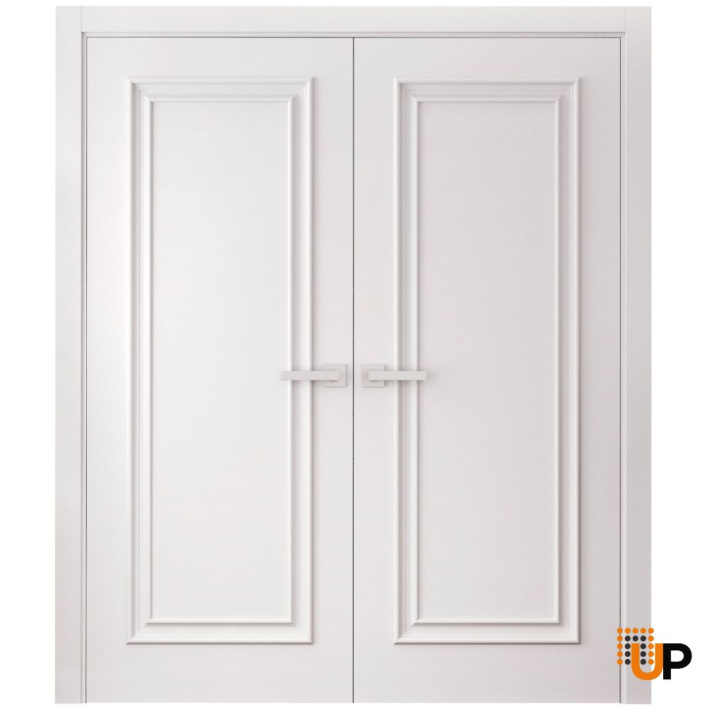 Interior Double Doors 36 x 80 inches | ROYAL 9811 White Enamel | Wood Interior Solid Panel Frame | Closet Bedroom Doors photo#1