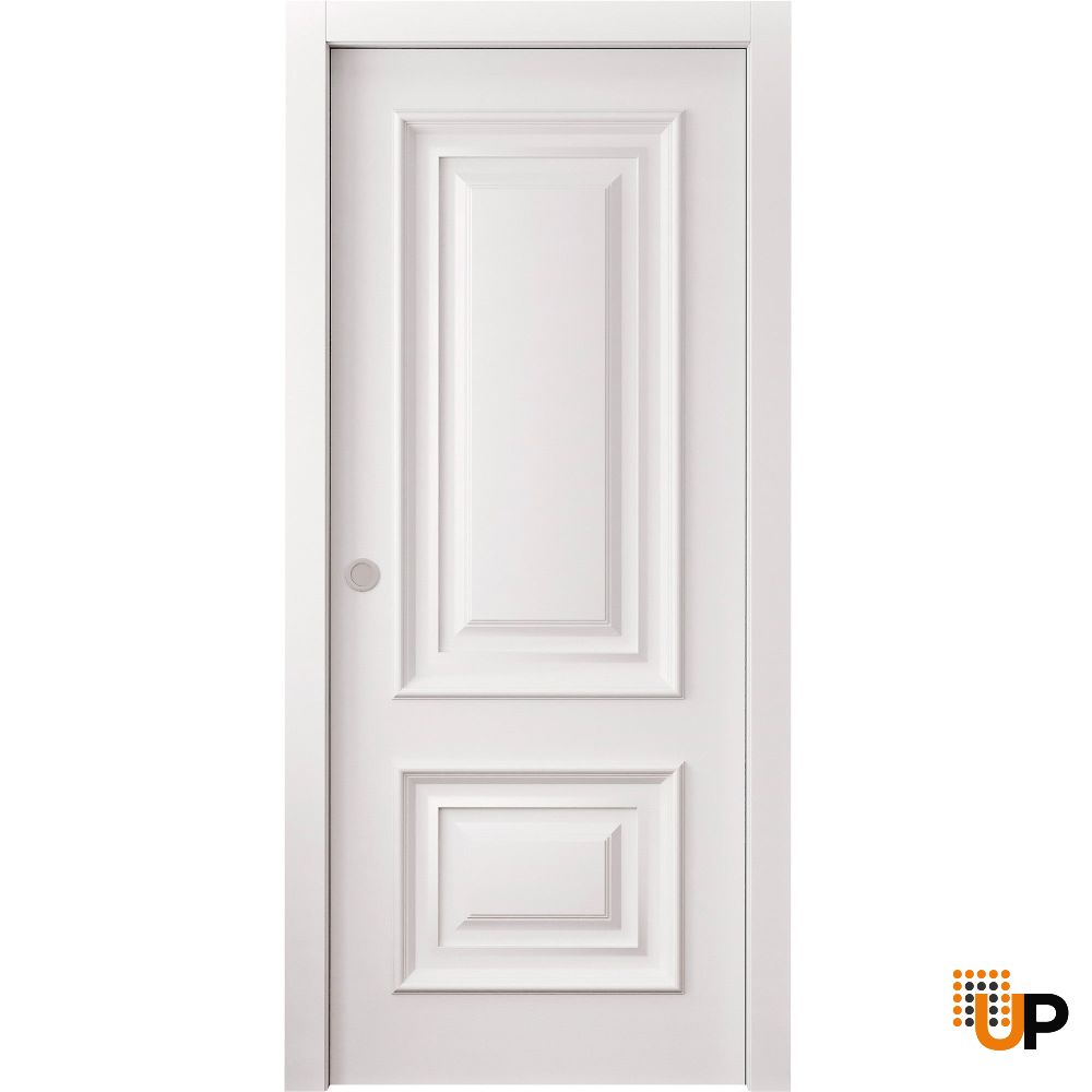 Sliding Pocket Door 18 x 84 inches | ROYAL 9822 White Enamel | Kit Rail Hardware | Solid Wood Interior Bedroom Doors photo#1