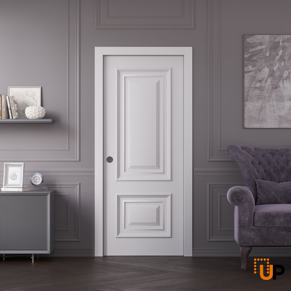 Sliding Pocket Door 18 x 84 inches | ROYAL 9822 White Enamel | Kit Rail Hardware | Solid Wood Interior Bedroom Doors photo#2