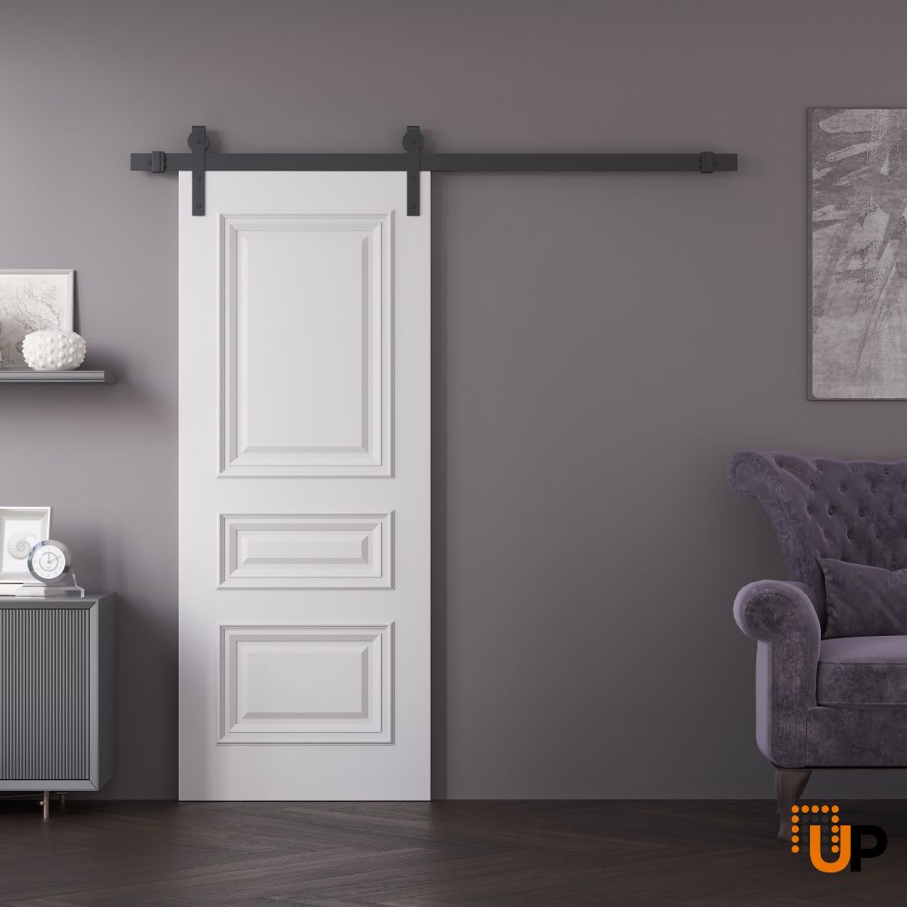 Barn Door 18 x 80 inches | ROYAL 9833 White Enamel | 6.6FT Rail Track Heavy Hardware Set | Solid Panel Interior Doors photo#2