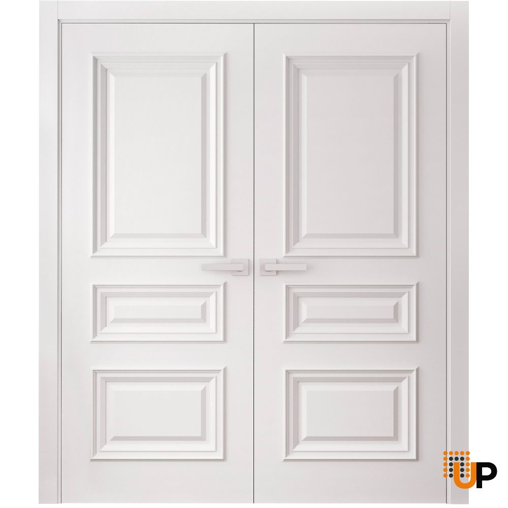 Interior Double Doors 36 x 80 inches | ROYAL 9833 White Enamel | Wood Interior Solid Panel Frame | Closet Bedroom Doors photo#1