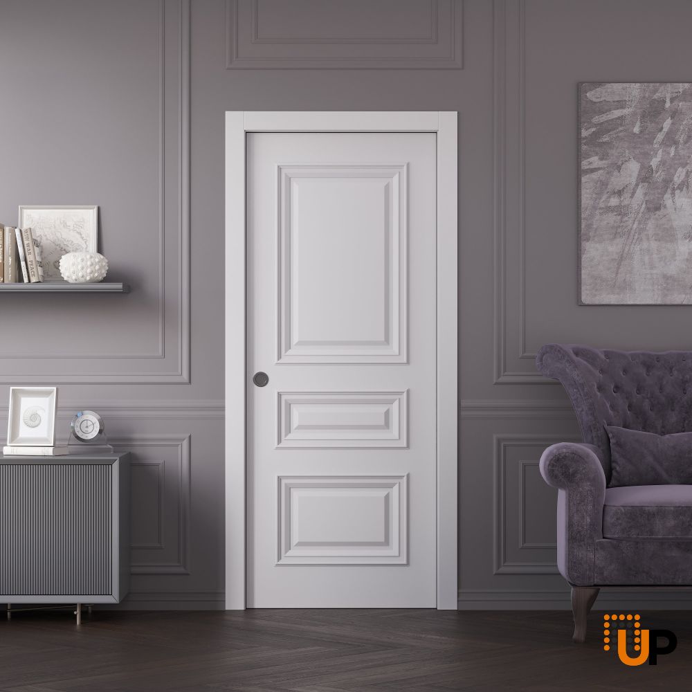 Sliding Pocket Door 18 x 84 inches | ROYAL 9833 White Enamel | Kit Rail Hardware | Solid Wood Interior Bedroom Doors photo#2