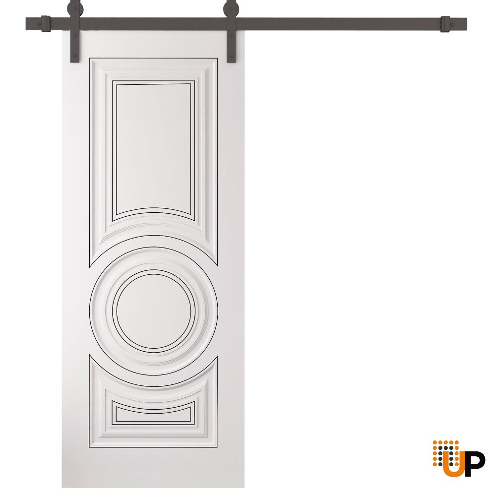 Barn Door 18 x 80 inches | ROYAL 9855 White Enamel | 6.6FT Rail Track Heavy Hardware Set | Solid Panel Interior Doors photo#1