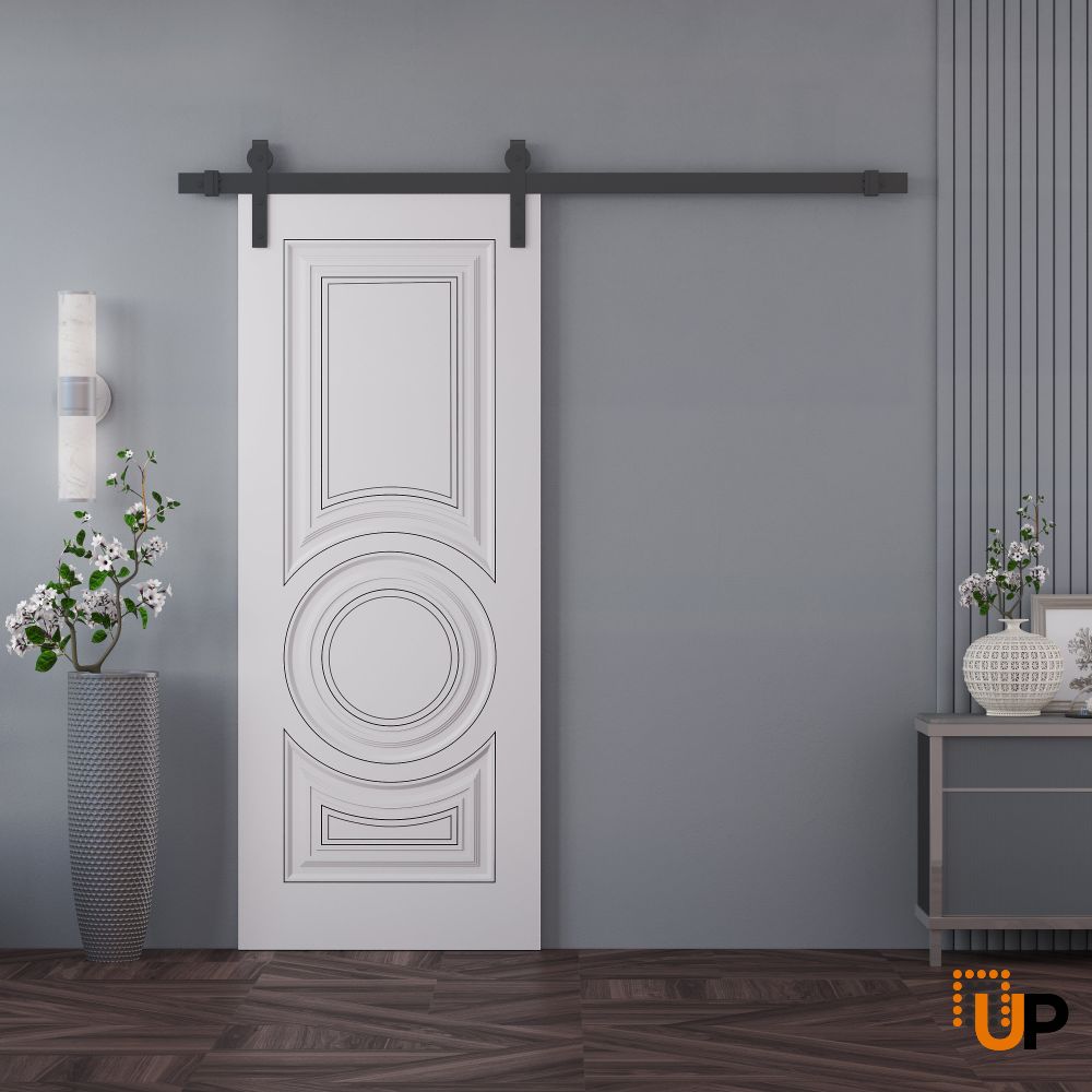 Barn Door 18 x 80 inches | ROYAL 9855 White Enamel | 6.6FT Rail Track Heavy Hardware Set | Solid Panel Interior Doors photo#2