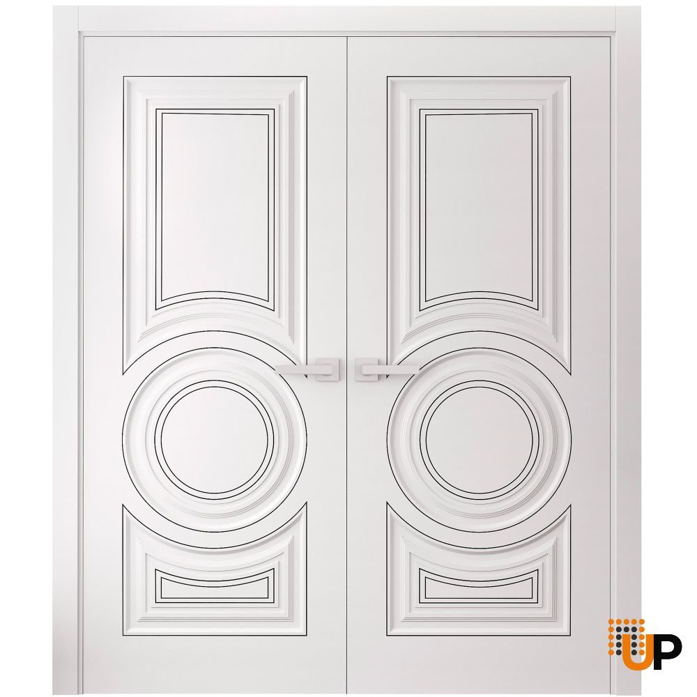 Interior Double Doors 36 x 80 inches | ROYAL 9855 White Enamel | Wood Interior Solid Panel Frame | Closet Bedroom Doors photo#1