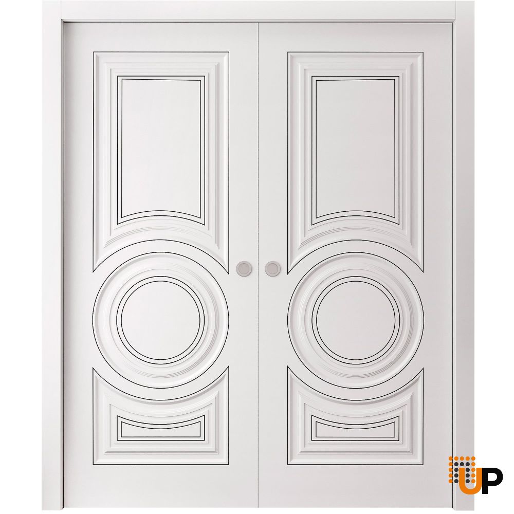 Sliding Double Pocket Doors 36 x 80 inches | ROYAL 9855 White Enamel | Kit Rail Hardware | Solid Wood Interior Bedroom Doors photo#1