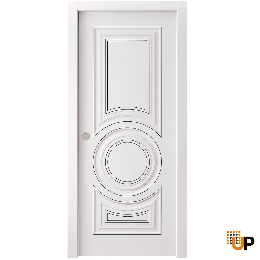 Sliding Pocket Door 18 x 84 inches | ROYAL 9855 White Enamel | Kit Rail Hardware | Solid Wood Interior Bedroom Doors photo#1