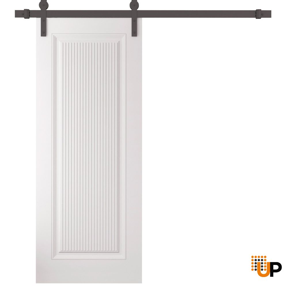 Barn Door 18 x 80 inches | ROYAL 9888 White Enamel | 6.6FT Rail Track Heavy Hardware Set | Solid Panel Interior Doors photo#1