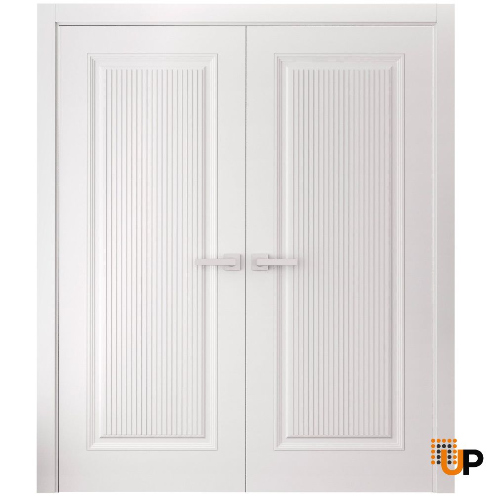 Interior Double Doors 36 x 80 inches | ROYAL 9888 White Enamel | Wood Interior Solid Panel Frame | Closet Bedroom Doors photo#1
