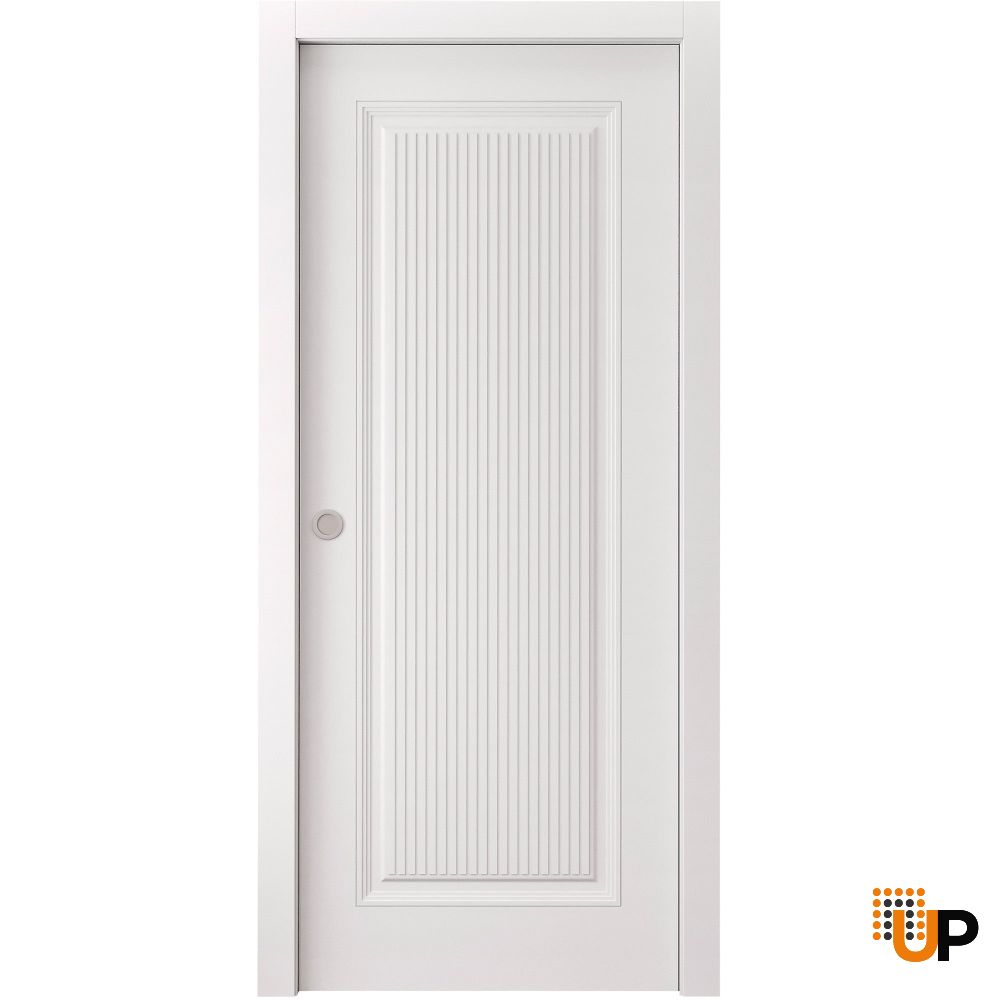 Sliding Pocket Door 30 x 96 inches | ROYAL 9888 White Enamel | Kit Rail Hardware | Solid Wood Interior Bedroom Doors photo#1