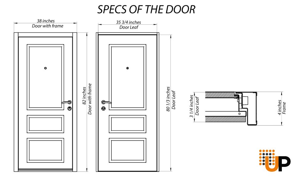 Front Exterior Prehung Steel Door / Deux 6500 White / 2 Sidelight and Transom Window / Stainless Inserts Single Modern Painted-W14+36+14" x H80+16"-Left-hand Inswing photo#5