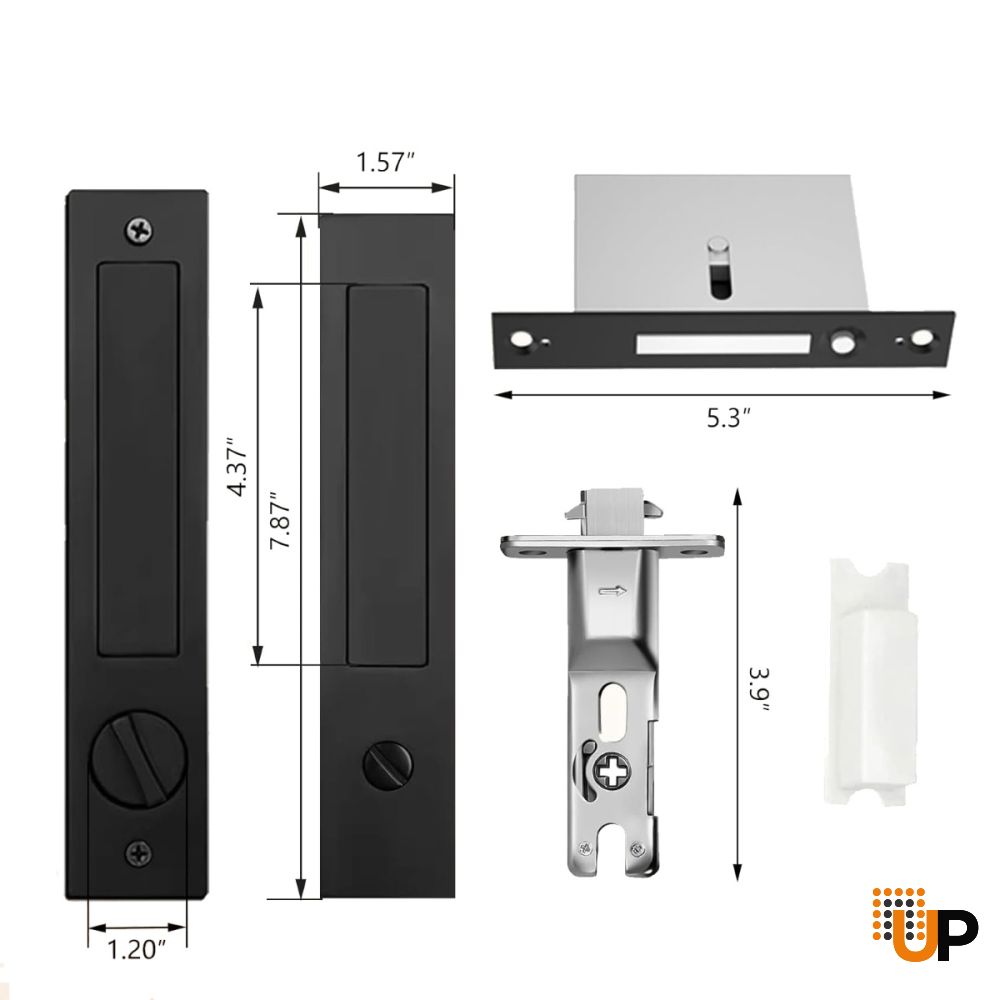 Pocket door lock with a hidden handle design - Black photo#3