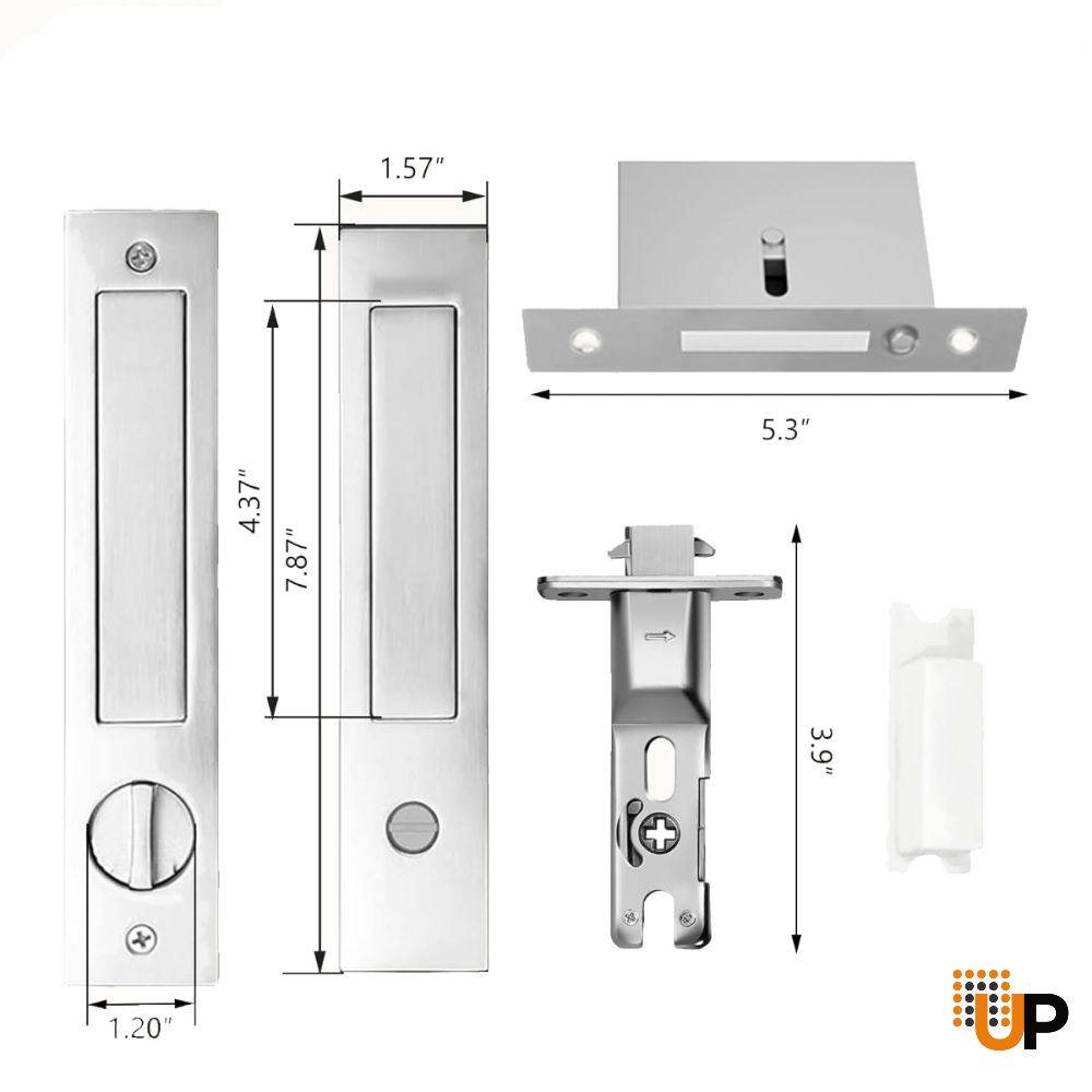 Pocket door lock with a hidden handle design - Silver photo#3