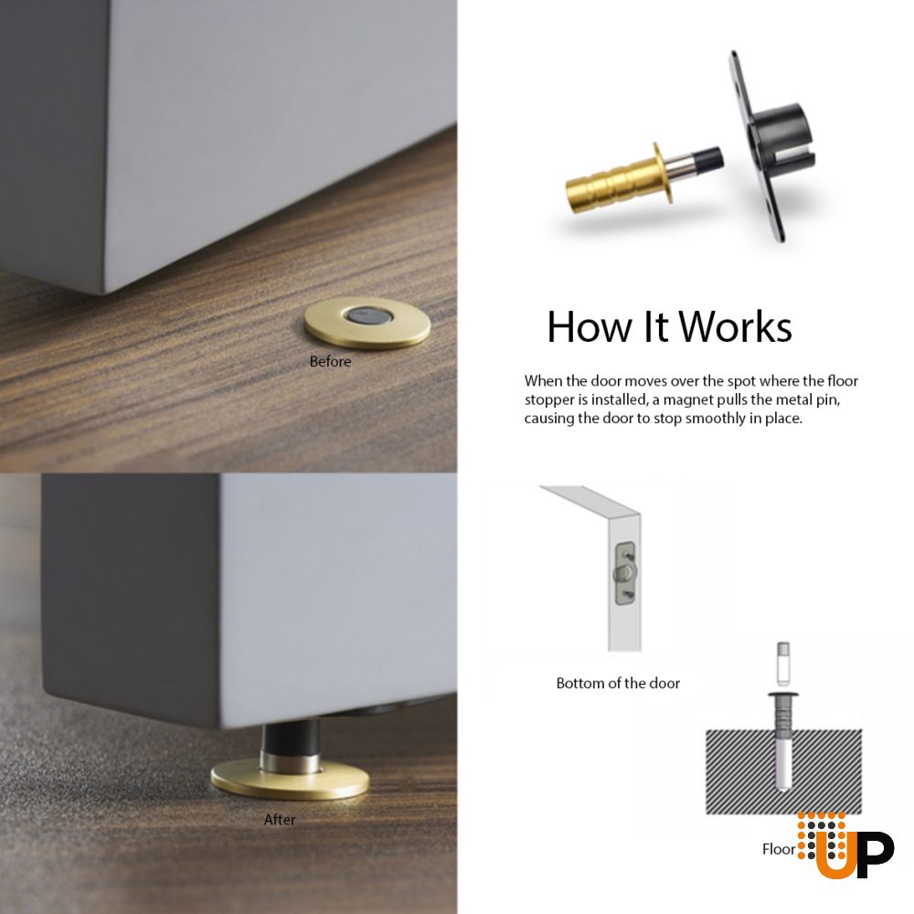 Magnetic Hidden Door Stopper Gold photo#2