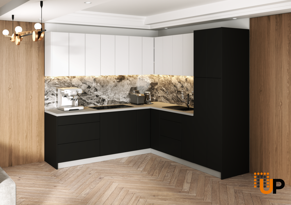 Kitchen Urban Collection Black & White Gloss Color Base Size 8x8Ft Wide photo#2