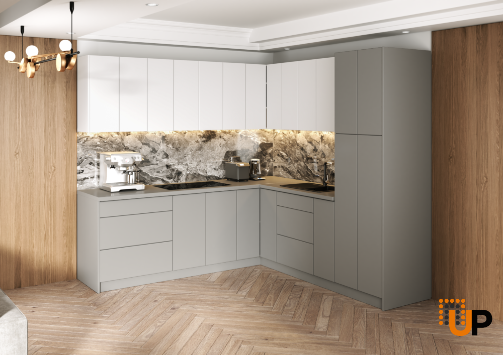 Kitchen Urban Collection Gray & White Gloss Color Base Size 8x8Ft Wide photo#2