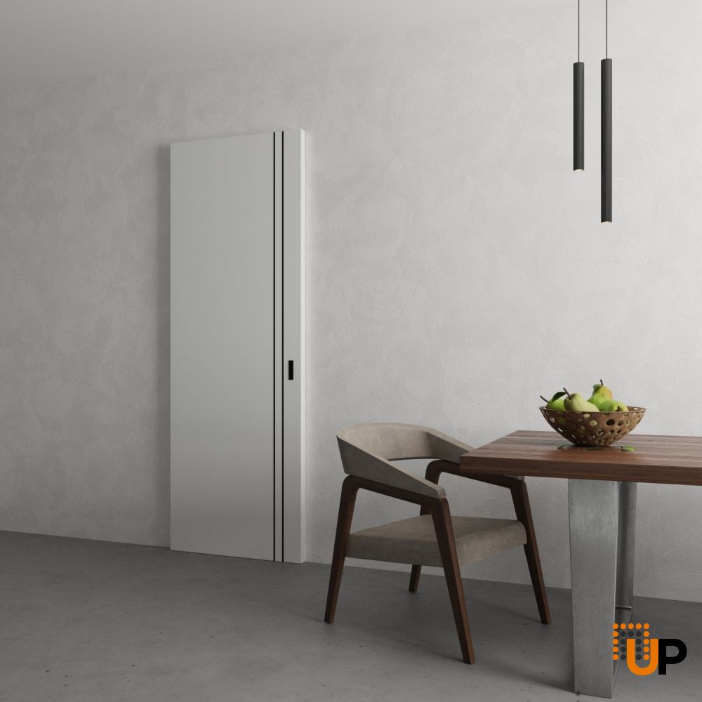 Hidden Barn | Planum 0016 White Silk | Sturdy Finished Doors | Magic Concealed Sliding Set 32" x 96" photo#4