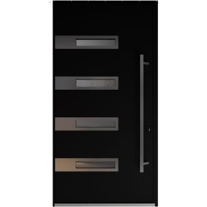 Front Exterior Pivot Prehung Aluminum Door / Axis 1131 Matte Black / Entry Metal Modern W56" x H96" Right-hand Inswing