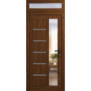 Front Exterior Prehung Vinyl (uPVC) Door Frosted glass / MANUX 8088 Walnut /  W36" x H80+14" Right-Hand Inswing