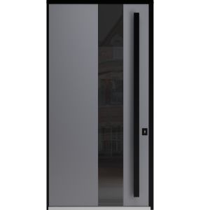 Front Exterior Pivot Prehung Aluminum Door / Axis 1711 Gray Graphite / Entry Metal Modern W66" x H88" Left-hand Inswing
