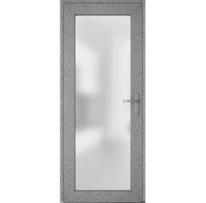 Front Exterior Prehung FiberGlass Door Frosted Glass / Manux 8102 Grey Ash / Office Commercial and Residential Doors Entrance Patio Garage-W36" x H80"-Left-hand Inswing