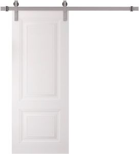 Barn Door 18 x 80 inches | BASIC 9422 White | 6.6FT Silver Rail Track Heavy Hardware Set | Solid Panel Interior Doors