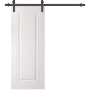 Barn Door 24 x 96 inches | BASIC 9111 White | 6.6FT Rail Track Heavy Hardware Set | Solid Panel Interior Doors
