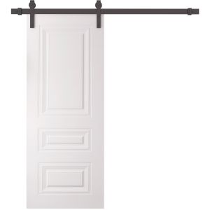 Barn Door 42 x 80 inches | BASIC 9233 White | 8FT Rail Track Heavy Hardware Set | Solid Panel Interior Doors