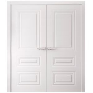 Interior Double Doors 84 x 96 inches | BASIC 9233 White | Wood Interior Solid Panel Frame | Closet Bedroom Doors