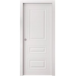 Sliding Pocket Door 42 x 84 inches | BASIC 9233 White | Kit Rail Hardware | Solid Wood Interior Bedroom Doors