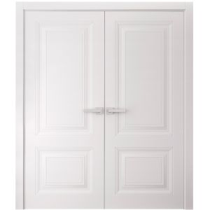 Interior Double Doors 36 x 80 inches | BASIC 9422 White | Wood Interior Solid Panel Frame | Closet Bedroom Doors