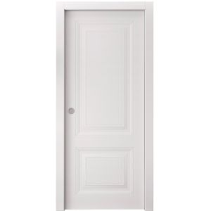 Sliding Pocket Door 18 x 84 inches | BASIC 9422 White | Kit Rail Hardware | Solid Wood Interior Bedroom Doors