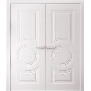 Interior Double Doors 48 x 96 inches | BASIC 9801 White | Wood Interior Solid Panel Frame | Closet Bedroom Doors