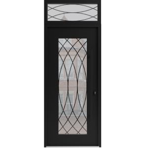 Front Exterior Prehung Aluminum Door / Iron 1600 Black / Entry Steel Metal Classic Painted 36 x 94 (36" x 80+14")-Left-hand Inswing