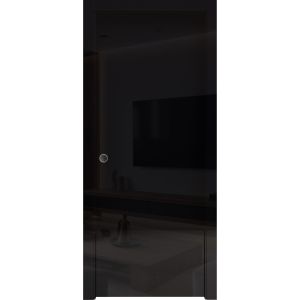 Sliding Pocket Door 42 x 80 inches | Planum 0010 Gloss Black | Kit Rail Hardware | Solid Wood Interior Bedroom Doors