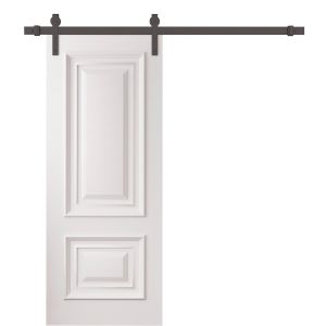 Barn Door 18 x 96 inches | ROYAL 9822 White Enamel | 6.6FT Rail Track Heavy Hardware Set | Solid Panel Interior Doors