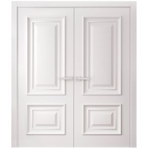 Interior Double Doors 48 x 84 inches | ROYAL 9822 White Enamel | Wood Interior Solid Panel Frame | Closet Bedroom Doors