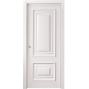 Sliding Pocket Door 36 x 84 inches | ROYAL 9822 White Enamel | Kit Rail Hardware | Solid Wood Interior Bedroom Doors