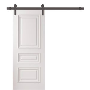 Barn Door 28 x 80 inches | ROYAL 9833 White Enamel | 6.6FT Rail Track Heavy Hardware Set | Solid Panel Interior Doors