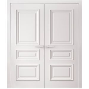 Interior Double Doors 64 x 80 inches | ROYAL 9833 White Enamel | Wood Interior Solid Panel Frame | Closet Bedroom Doors