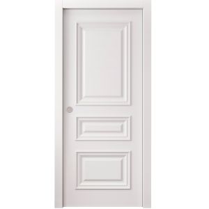 Sliding Pocket Door 42 x 84 inches | ROYAL 9833 White Enamel | Kit Rail Hardware | Solid Wood Interior Bedroom Doors
