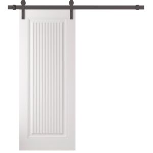 Barn Door 32 x 96 inches | ROYAL 9888 White Enamel | 6.6FT Rail Track Heavy Hardware Set | Solid Panel Interior Doors