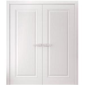 Interior Double Doors 84 x 96 inches | ROYAL 9888 White Enamel | Wood Interior Solid Panel Frame | Closet Bedroom Doors