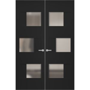 Hidden Double Doors | Sete 6933 Matte Black Concealed Metal Frame 36" x 80" (2* 18x80) Right-hand Inswing