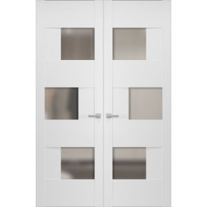Hidden Double Doors | Sete 6933 White Silk Concealed Metal Frame 36" x 80" (2* 18x80) Right-hand Inswing