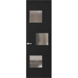 Hidden Door | Sete 6933 Matte Black Concealed Metal Frame 18" x 80" Right-hand Inswing