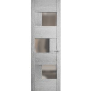 Hidden Door | Sete 6933 Light Grey Oak Concealed Metal Frame 18" x 80" Left-hand Inswing