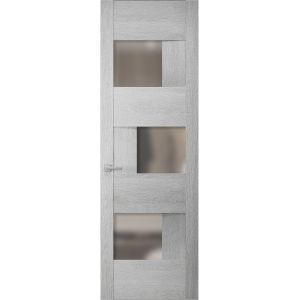 Hidden Door | Sete 6933 Light Grey Oak Concealed Metal Frame 18" x 80" Right-hand Inswing